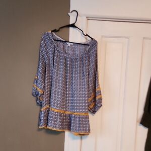 NWOT Fever Blue and Yellow Blouse